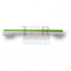 182160MP02PL13 Ручка скоба модерн, глянцевый хром с зеленой вставкой 160 мм