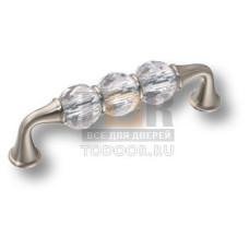 2537-006-96 Ручка скоба, латунь с кристаллами, никель 96 мм