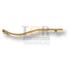 2573-003-224-LEFT Ручка скоба, латунь с кристаллами Swarovski, глянцевое золото224 мм
