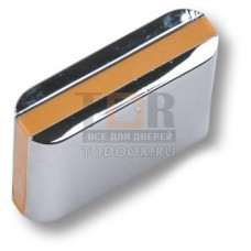 429025MP02PL18 Ручка кнопка модерн, глянцевый хром с бежевой вставкой